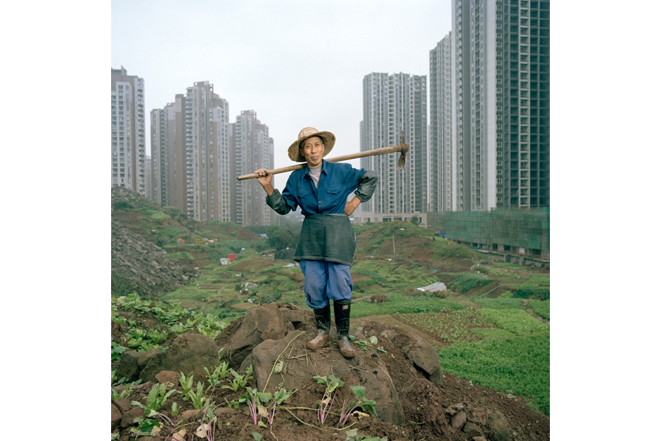 As Jiangbei rises into a forest of high-rises, shopping malls, and elevated roads, lifelong resident Ren Yindi, sixty-six, continues to farm. In 2007, Mr. Ren was given an urban residence permit and with it the right to enroll his children in the city school system. He exchanged his land for two apartments built in a new development.