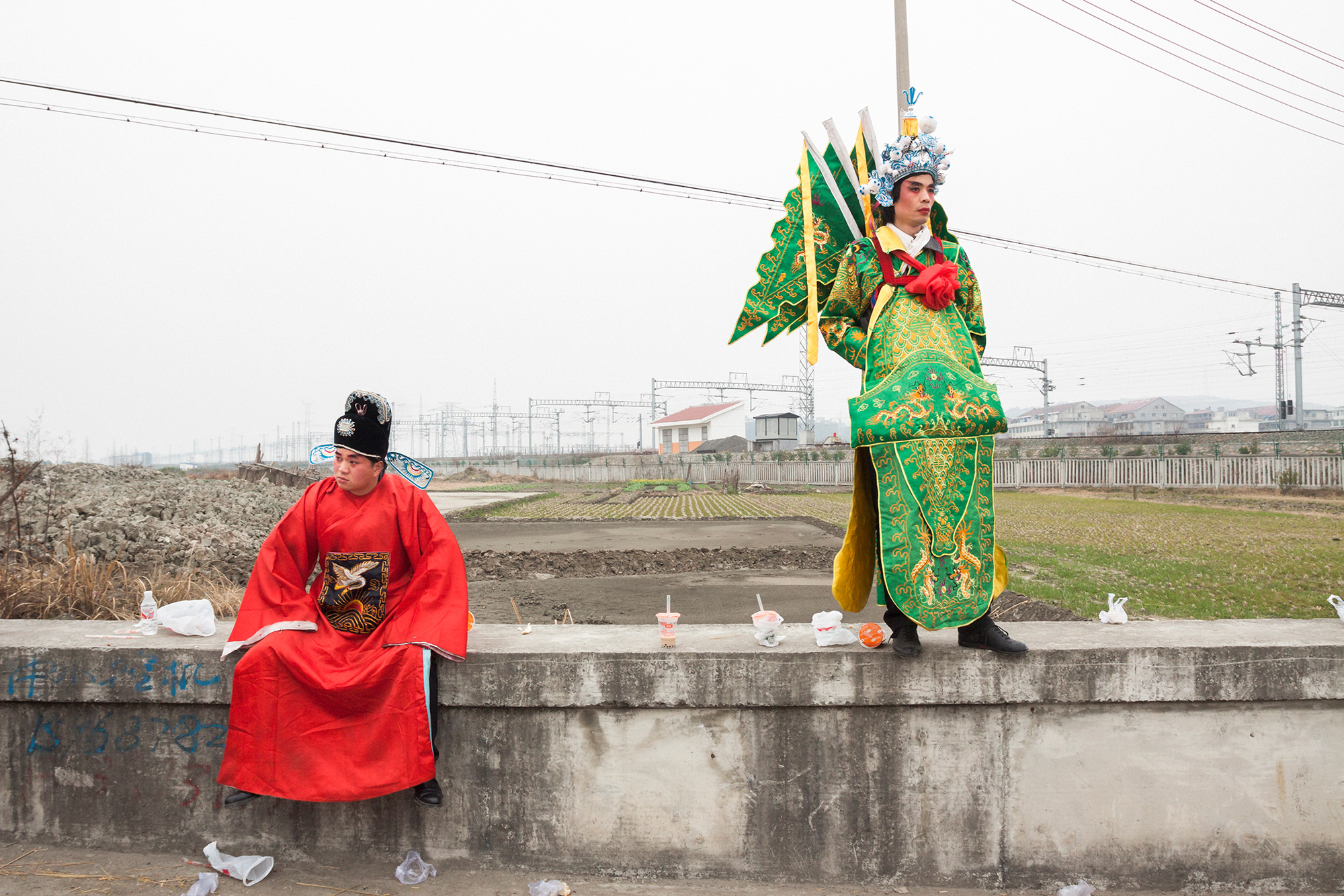 Costumed performers participate in a Spring Festival parade in Taoshan township, February 10, 2011.