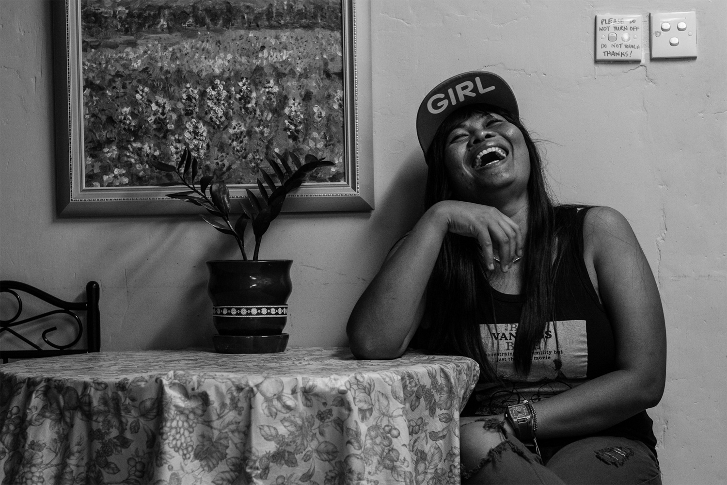 4. Minarsih, an Indonesian domestic worker, laughs during a Mother’s Day celebration at the shelter. She has a six-year-old son in Indonesia. In 2014, Bethune House accommodated more than 600 migrant woman.