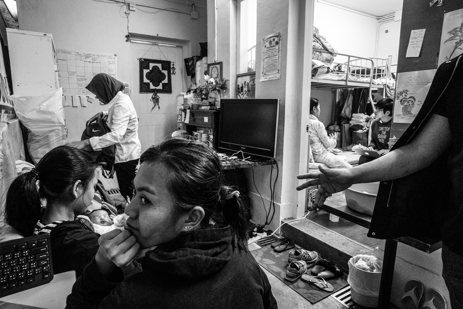 Most of the workers in need of temporary shelter have had their contracts unjustly terminated, were sexually or physically abused, underpaid, forced to work under very harsh conditions, or victimized by illegal recruiters. Though many of the women who come to the shelter come as a last resort, the shelter becomes a kind of home. Most of the time, the residents outnumber the bed capacity of 22.  The women prefer to sleep on the floor just to have a roof over their heads.
