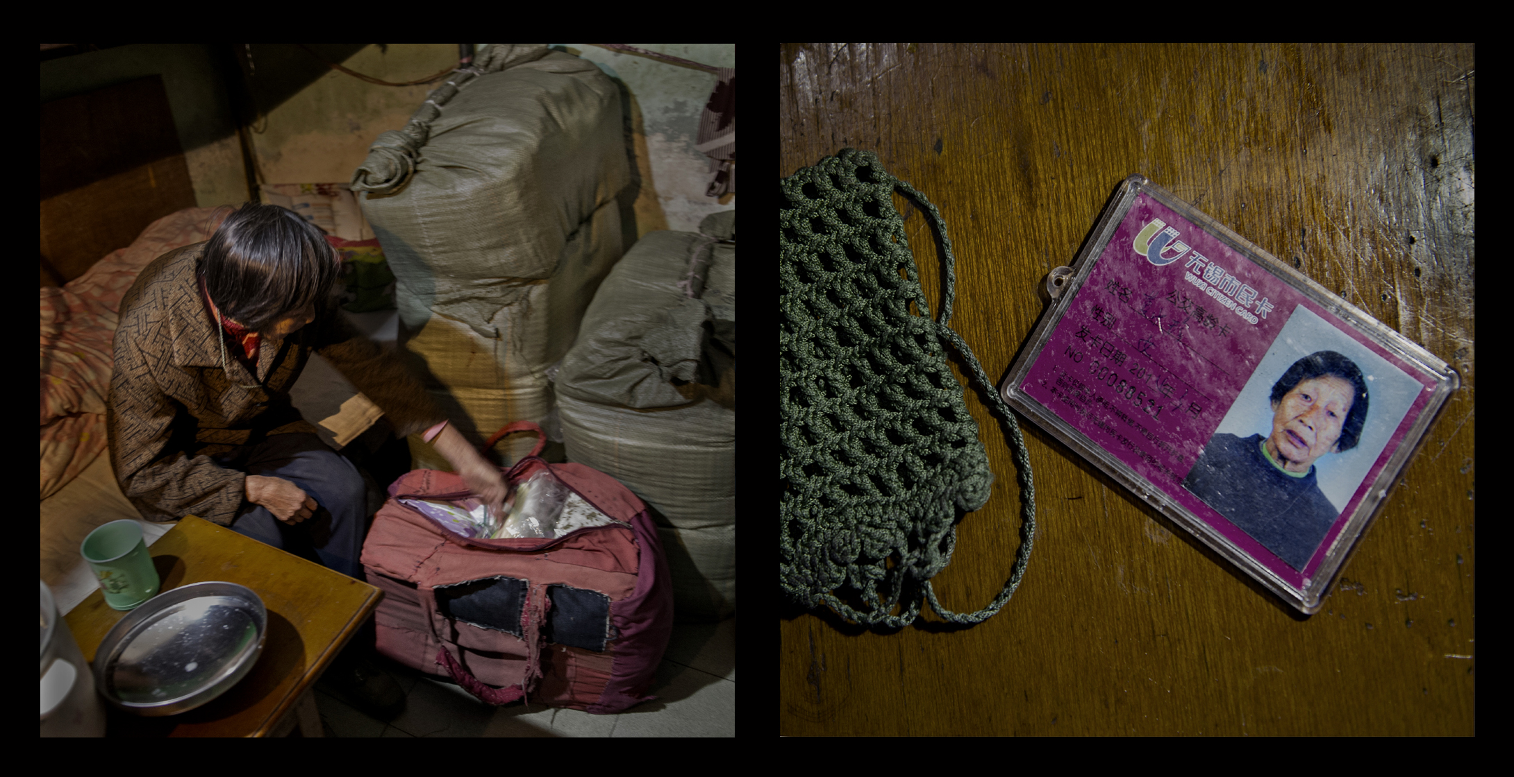 Huang Shuizhen, 75, was from the city of Huzhou, Zhejiang province. She lived at the Paddy’s Edge for 15 years. For many years she peddled bed linens, blankets, and other items on the streets of Wuxi, but she said the police would often try to drive her away.