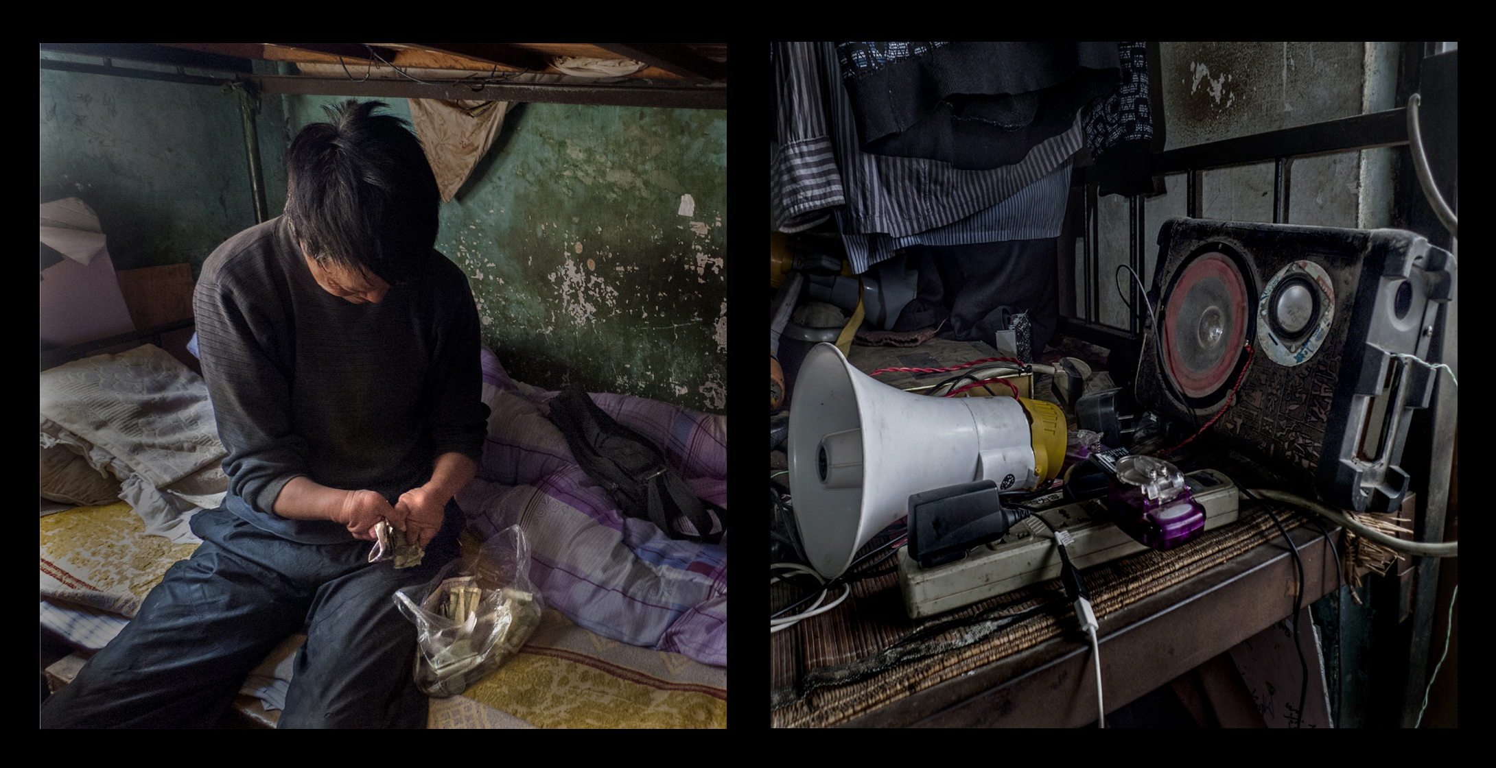 Li Tongbiao, 45, also from Anhui, was Li Jie’s uncle. Disabled since childhood, he begged for a living and moved to the Paddy’s Edge in February 2010. The son of a village Communist Party Secretary, he had polio when he was four years old, which deformed his hands and left him handicapped.