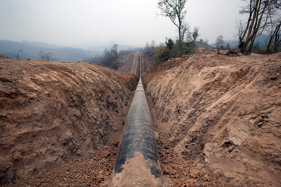 Miles of pipe laid for the China National Petroleum Corporation’s multibillion-dollar pipeline to pump oil and gas to China. The two countries share a border more than 1,300 miles long. Myanmar stands in the way of China’s most direct route to the Indian Ocean.