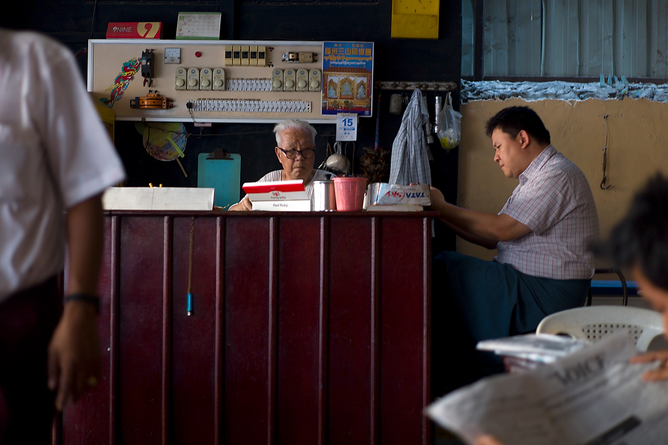 A Chinese-operated cafe in Mandalay. The influx of mainland Chinese to the city in recent years has generated unease among locals, but ethnic Chinese who have lived here for two or three generations now are seen as different from their newly-arrived compatriots.