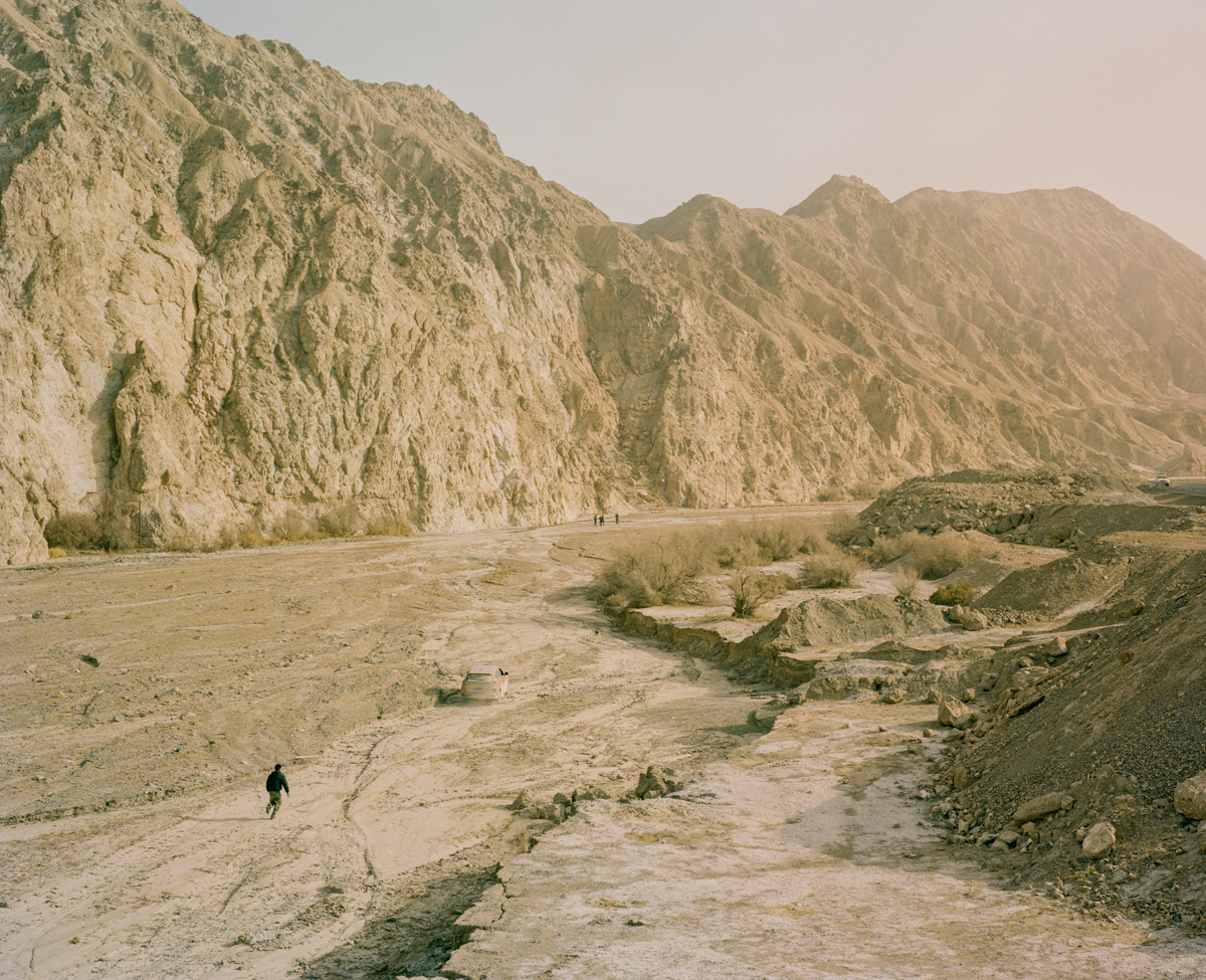 Rocky landscapes along the drive from Beitun in northern Xinjiang to Urumqi, the province’s capital, May 2017. 